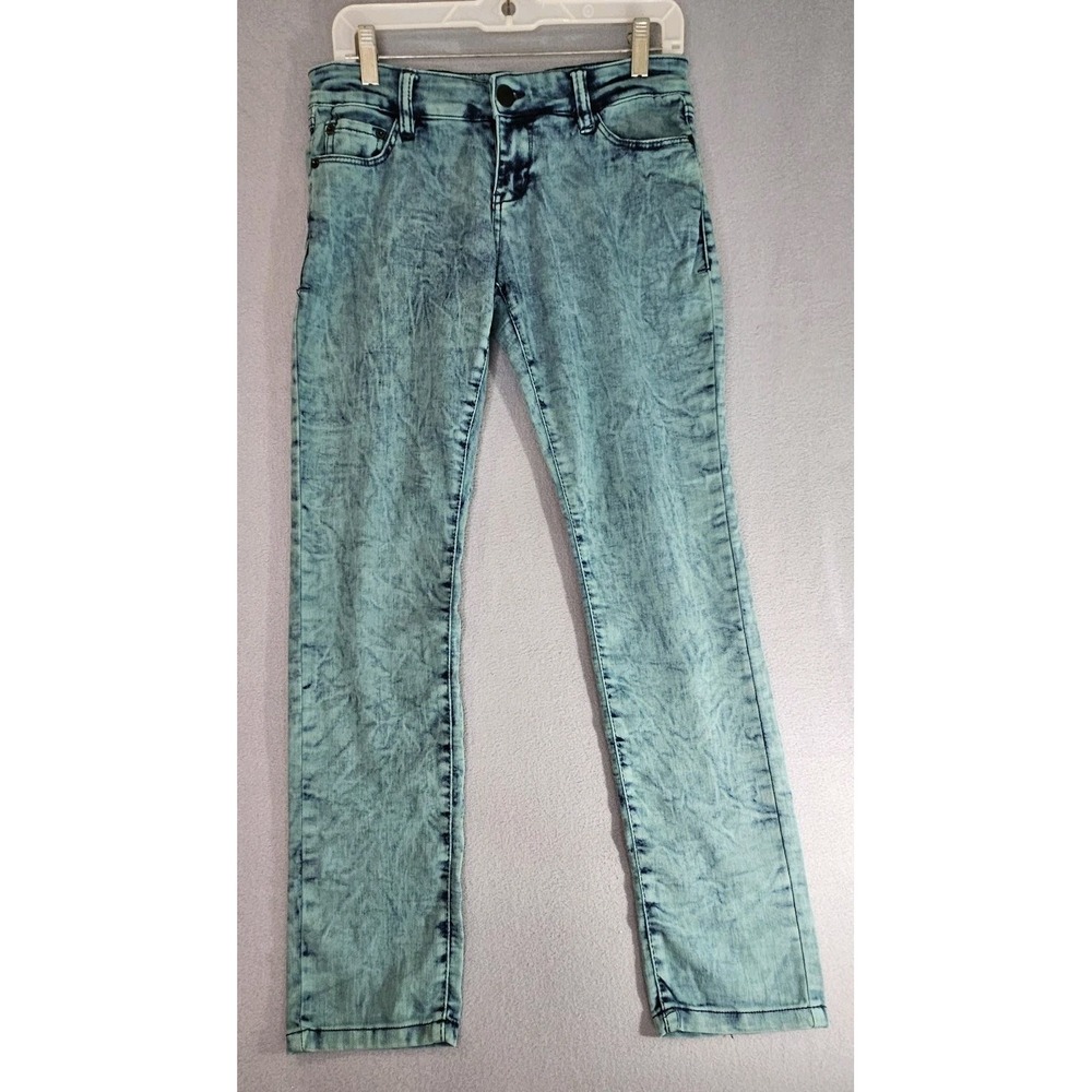 Pearl Jean's Women's Blue Acid Wash Print Denim Girlfriend Jeans Size 9/ 28 X 29